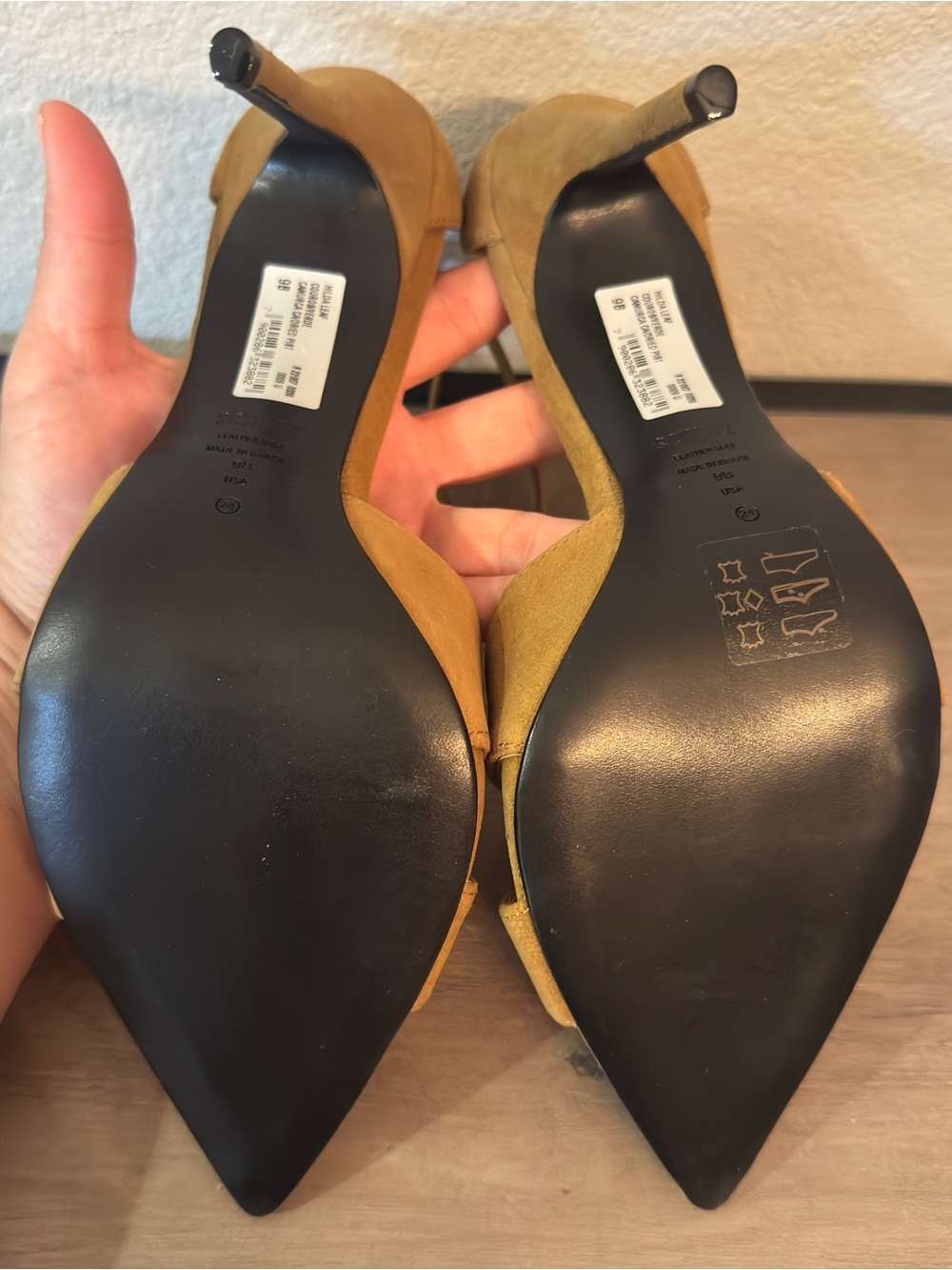 Schutz Hilda Leaf Suede Stiletto Sandals Dried Pistachio Pointed Toe 9B - Picture 7 of 8